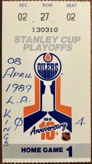 1989 NHL Playoffs Ticket Stub Oilers vs Kings 2.25
