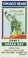 1992 Chicago Bears Ticket Stub vs Packers