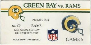 1992 Green Bay Packers Ticket Stub vs Rams 10