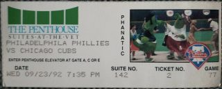 1992 Philadelphia Phillies ticket stub vs Cubs 2.50