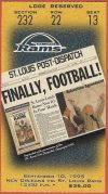 1995 St Louis Rams Inaugural Game ticket stub vs Saints