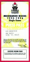 1996 Milwaukee Bucks press pass vs Bulls