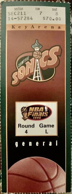 1996 NBA Finals Game 4 ticket stub SuperSonics Bulls 80