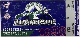 1998 MLB Baseball All Star Game Ticket Stub 25