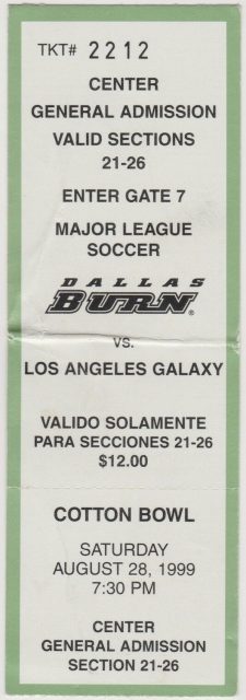 1999 MLS Dallas Burn ticket stub LA Galaxy 1.20