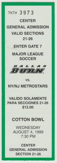 1999 MLS Dallas Burn ticket stub NY Metrostars 1.20