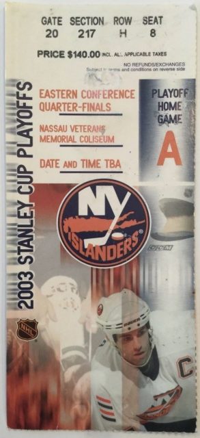 2003 Stanley Cup Playoff Ticket Stub New York Islanders vs Senators 5.25