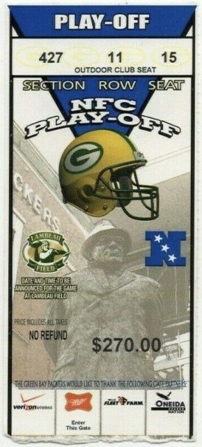 2004 NFC Wild Card Game ticket stub Packers Vikings 20