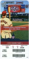 2010 Washington Nationals ticket vs Phillies