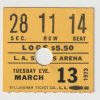 1973 WHA Los Angeles Sharks ticket stub vs Ottawa Nationals Mar 13