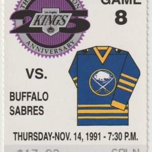 1991 Kings full ticket vs Sabres Nov 14 Robitaille Andreychuk