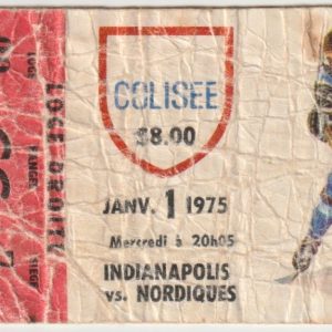 1975 WHA Quebec Nordiques ticket stub vs Indianapolis Racers Jan 1