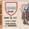 1977 WHA Quebec Nordiques ticket stub vs San Diego Mariners Mar 5