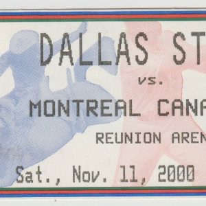 2000 Ed Belfour Shutout Ticket Stub Stars vs Canadiens Nov 11