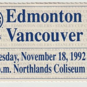 1992 Oilers ticket stub vs Canucks Nov 18 Pavel Bure 2 G