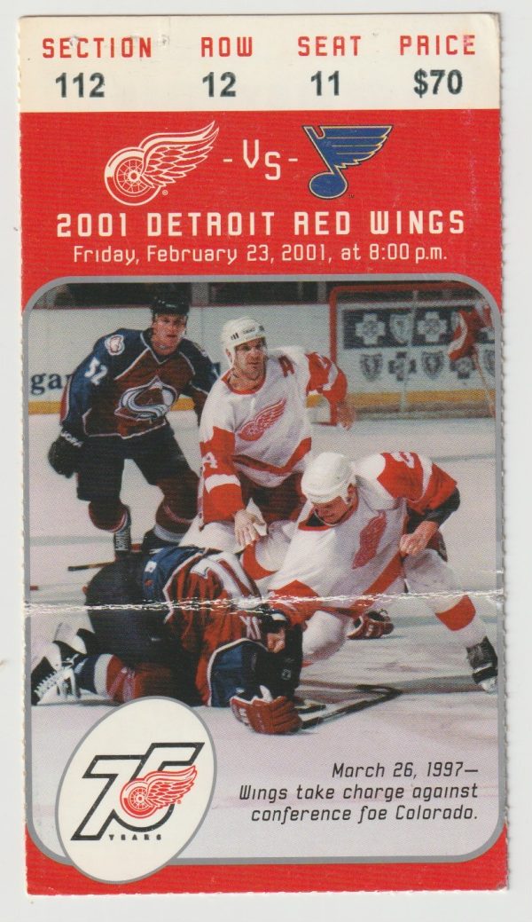 2001 Red Wings ticket stub vs Blues Feb 23 Steve Yzerman