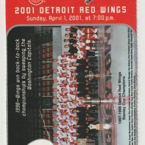 2001 Red Wings ticket stub vs Capitals Apr 1 Steve Yzerman