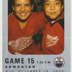2003 Red Wings Full Ticket vs Oilers Nov 26 Steve Yzerman