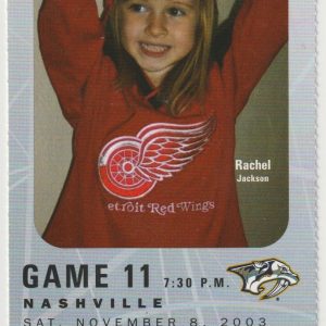 2003 Red Wings Full Ticket vs Predators Nov 8 Brendan Shanahan
