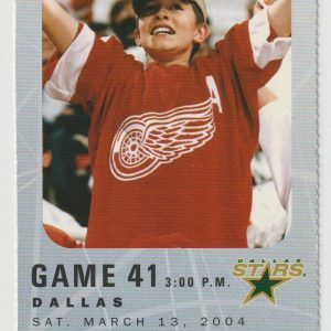 2004 Red Wings Full Ticket vs Stars Mar 13 Brett Hull
