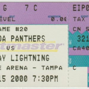 2000 Lightning Full Ticket vs Panthers Jan 15 Pavel Bure