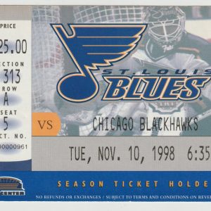1998 Pierre Turgeon Hat Trick Ticket Stub vs Blackhawks Nov 10