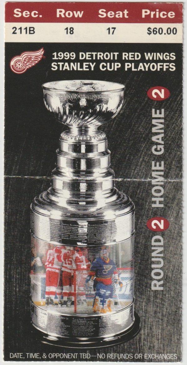 1999 Round 2 Game 2 Red Wings Ticket Stub vs Avalanche Deadmarsh 2 G NM