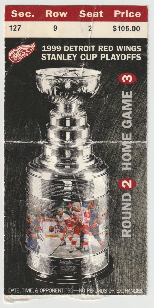 1999 Round 2 Game 5 Red Wings Ticket Stub vs Avalanche Joe Sakic
