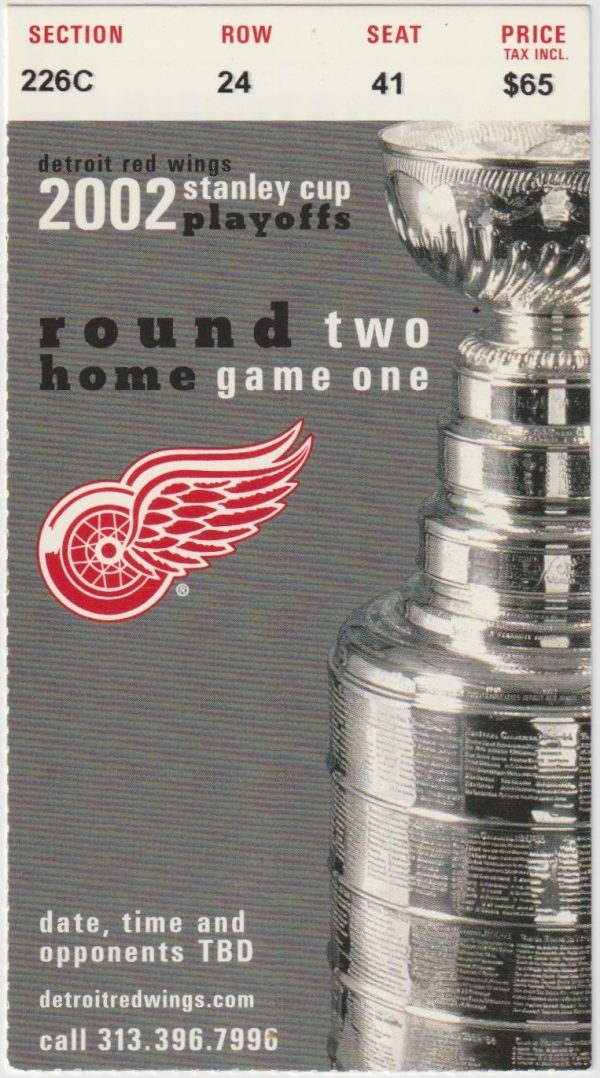 2002 Round 2 Game 1 Red Wings Ticket Stub vs Blues Brett Hull