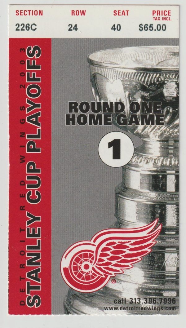 2003 Round 1 Game 1 Red Wings Ticket Stub vs Ducks Brendan Shanahan