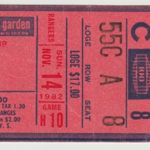 1982 Rangers Ticket Stub vs Oilers Nov 14 Wayne Gretzky 2 G