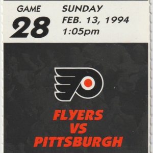 1994 Flyers Ticket Stub vs Penguins Feb 13 Mario Lemieux 2 Goals PBC