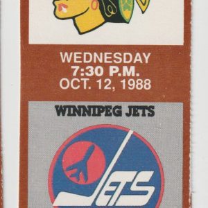 1988 Blackhawks Full Ticket vs Jets Oct 12 Dale Hawerchuk