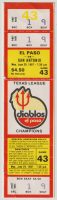 1987 El Paso Diablos Full Ticket vs San Antonio Dodgers June 29