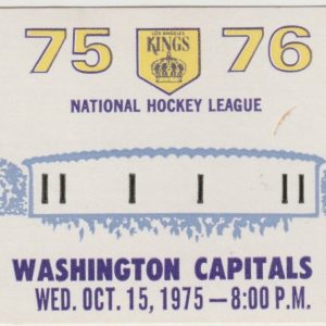 1975 Kings Full Ticket vs Capitals Oct 15 Marcel Dionne