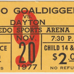 1977 IHL Toledo Goaldiggers ticket stub vs Dayton Owls 11/20