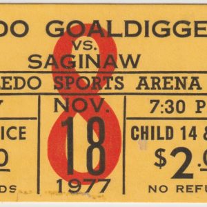 1977 IHL Toledo Goaldiggers ticket stub vs Saginaw Gears 11/18
