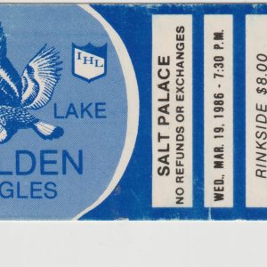 1986 IHL Salt Lake Golden Eagles ticket stub vs Toledo Mar 19