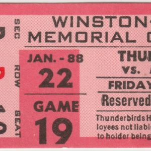 1988 AAHL Carolina Thunderbirds Full Ticket vs Michigan Stars 1/22