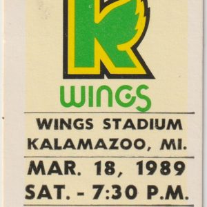 1989 IHL Kalamazoo Wings unused ticket stub vs Flint Spirits 3/18