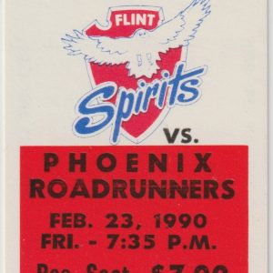 1990 IHL Flint Spirits ticket stub vs Phoenix Roadrunners 2/23