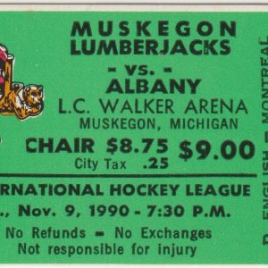 1990 IHL Muskegon Lumberjacks ticket stub vs Albany Choppers 11/9