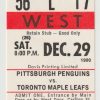 1990 Leafs Ticket Stub vs Penguins Dec 29 Jaromir Jagr 2 Goals