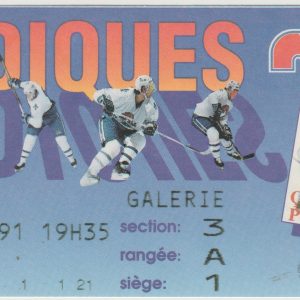 1991 Quebec Nordiques Full Ticket vs Kings 12/7 Sakic Sundin Kurri Robitaille