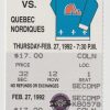 1992 Tony Granato Hat Trick full ticket vs Nordiques Luc Robitaille