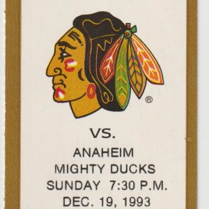 1993 Ed Belfour Shutout Ticket Stub vs Mighty Ducks Dec 19