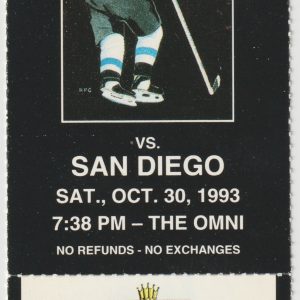 1993 IHL Atlanta Knights full ticket stub vs San Diego Gulls 10/30