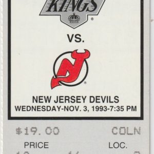 1993 Kings Full Ticket Devils Nov 3 Kurri Gretzky