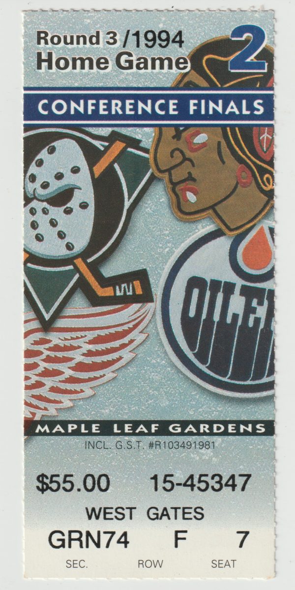 1994 Maple Leafs 3rd Round Game 2 Ticket Stub vs Canucks May 18 Pavel Bure