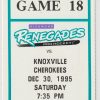 1995 ECHL Richmond Renegades ticket stub vs Knoxville Cherokees 12/30